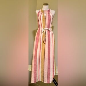 Spartina 449 Pink and Cream Striped Midi Dress